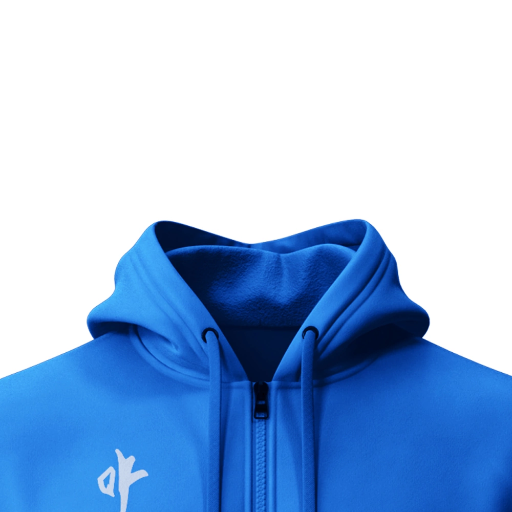 Zipper hoodie blue collar