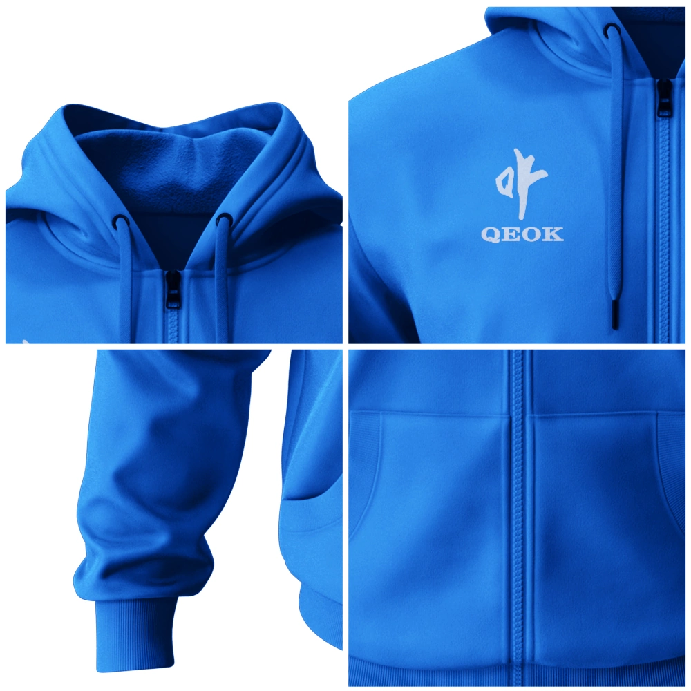 Zipper hoodie blue details