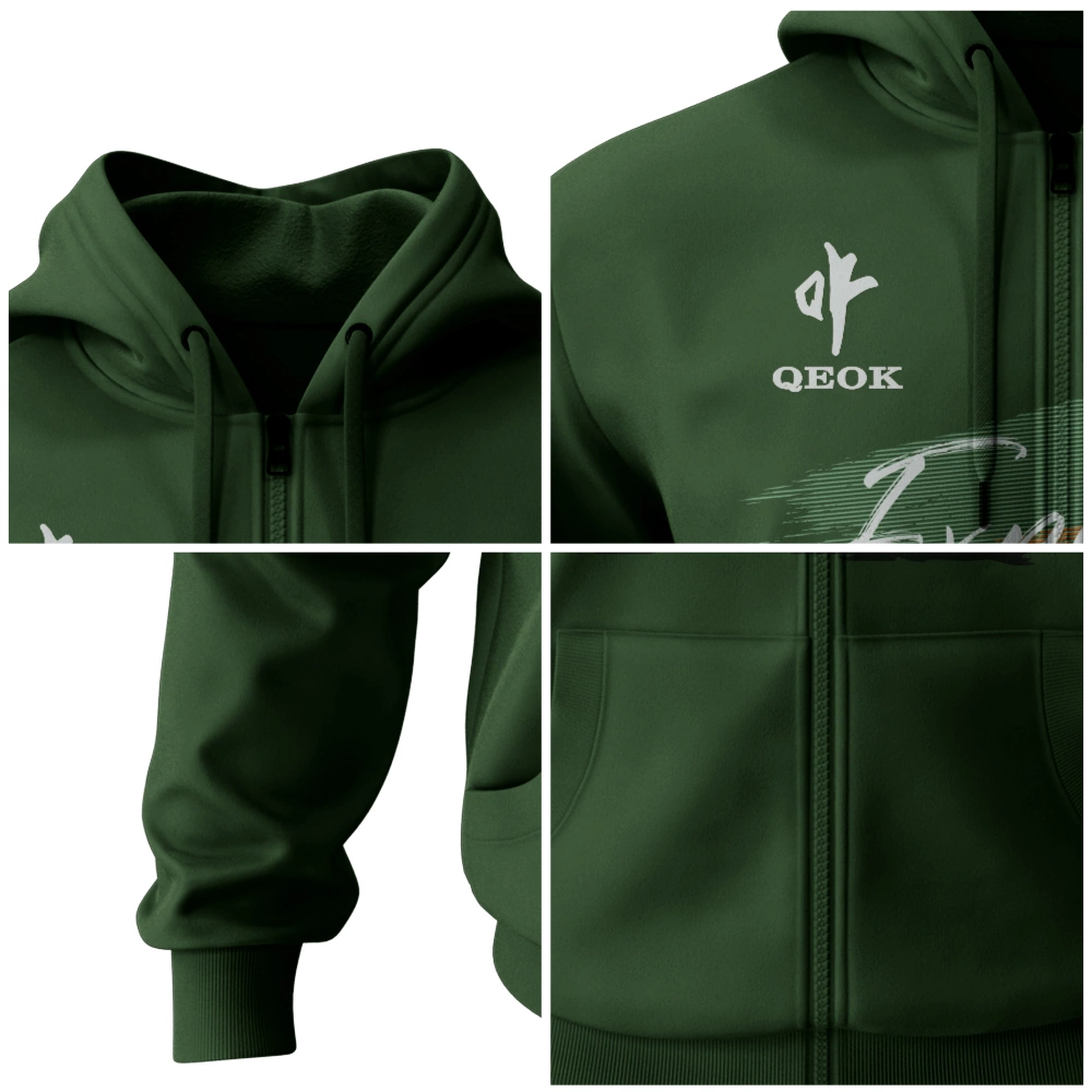 Zipper hoodie green details