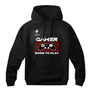 Custom Gamer Graphic Hoodie – Black Fleece Hoodie with Bold Controller Print, Comfortable Fit, and Full Personalization Options by QEOK