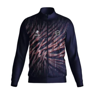 custom navy graphic training jacket