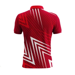 Back View of Custom Red Performance Polo Shirt