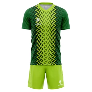 Custom Green Gradient Soccer Jersey Set – Quick Dry Teamwear with Dynamic Pattern and Athletic Fit by QEOK